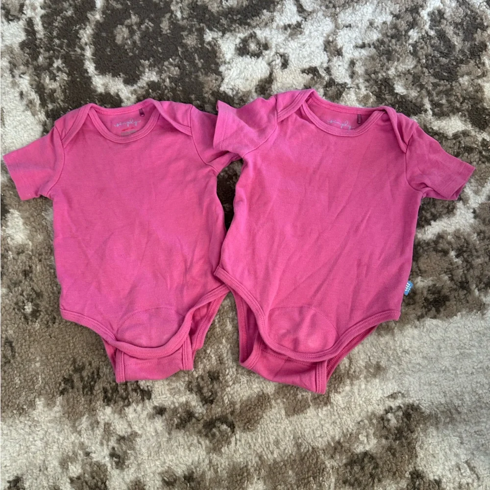 Magnetic Me Pink Short-Sleeve Baby One-Piece Bodysuits - Set of 2